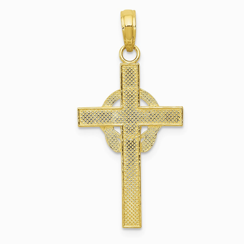 10K / 14K Yellow Gold Polished Claddagh Cross Pendant - Product Photo