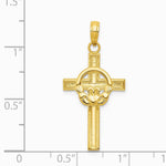 10K / 14K Yellow Gold Polished Claddagh Cross Pendant - Product Photo
