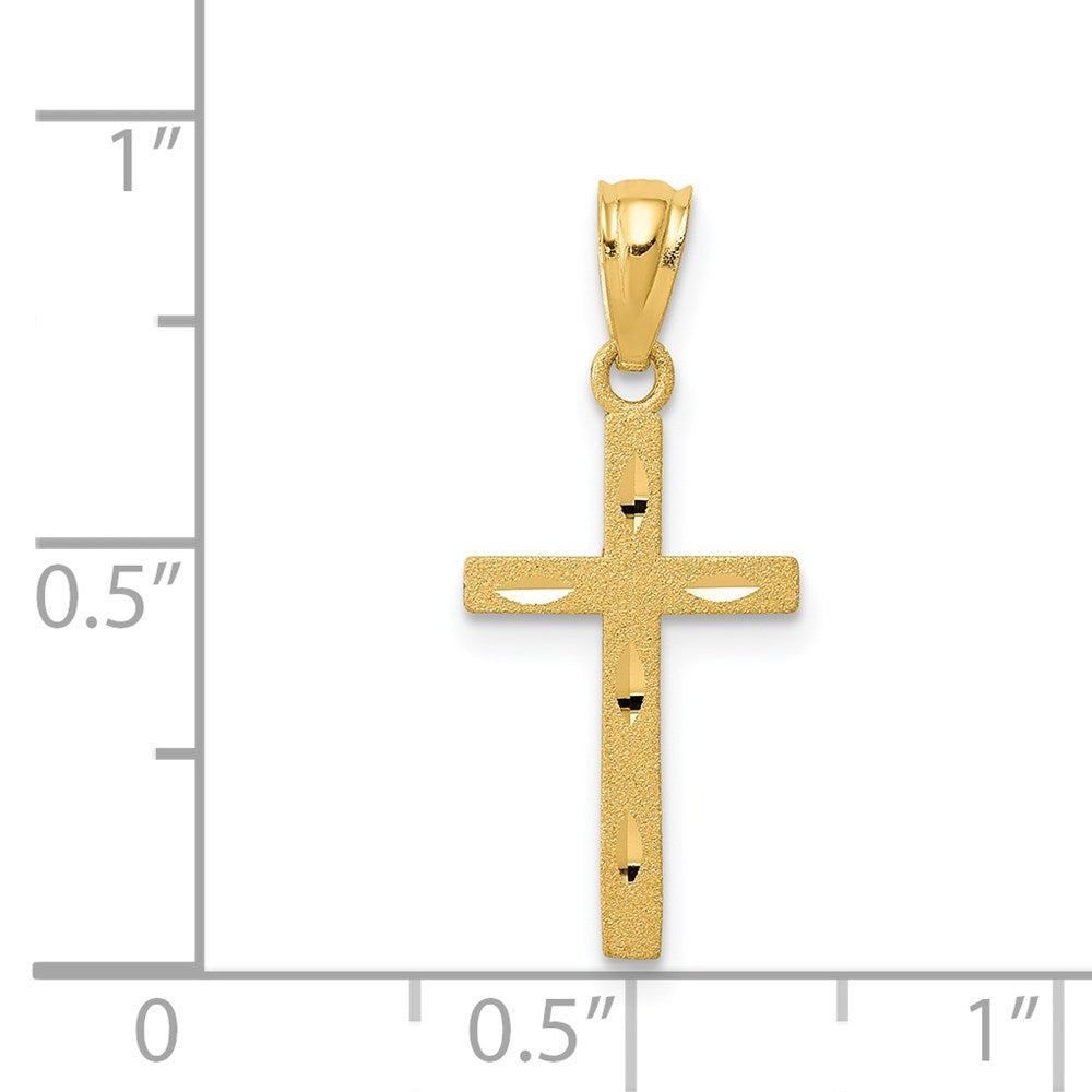 14K Satin Diamond-Cut Cross Pendant - Product Photo