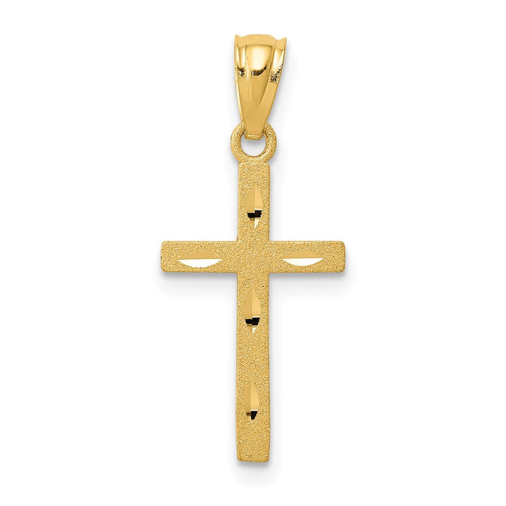 14K Satin Diamond-Cut Cross Pendant - Product Photo