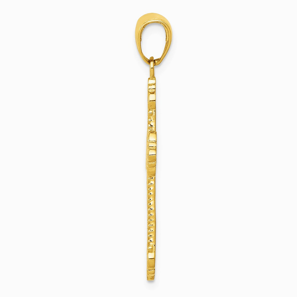 10K / 14K Yellow Gold Fleur De Lis Cross Charm - Product Photo