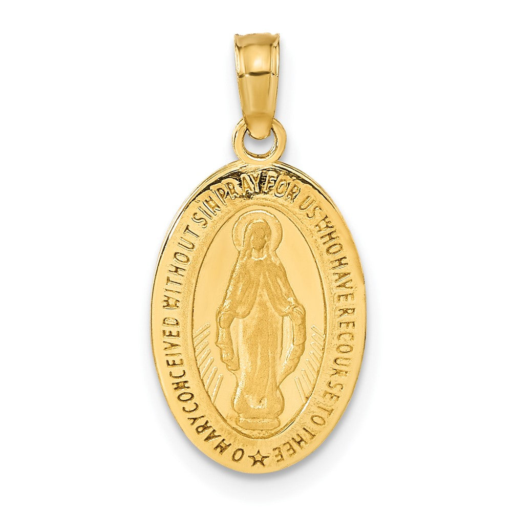 10K / 14K Yellow Gold Miraculous Medal Pendant - Product Photo