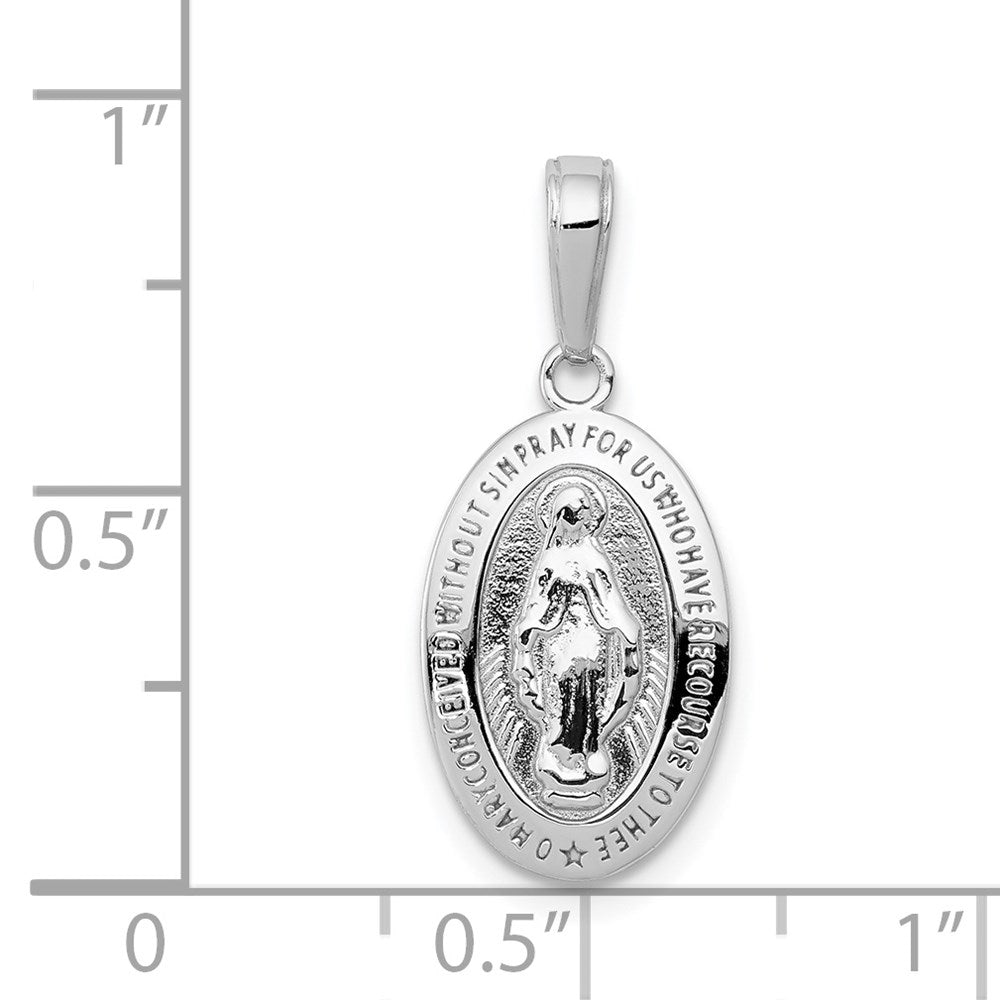 10K / 14K White Gold Miraculous Medal Pendant - Product Photo