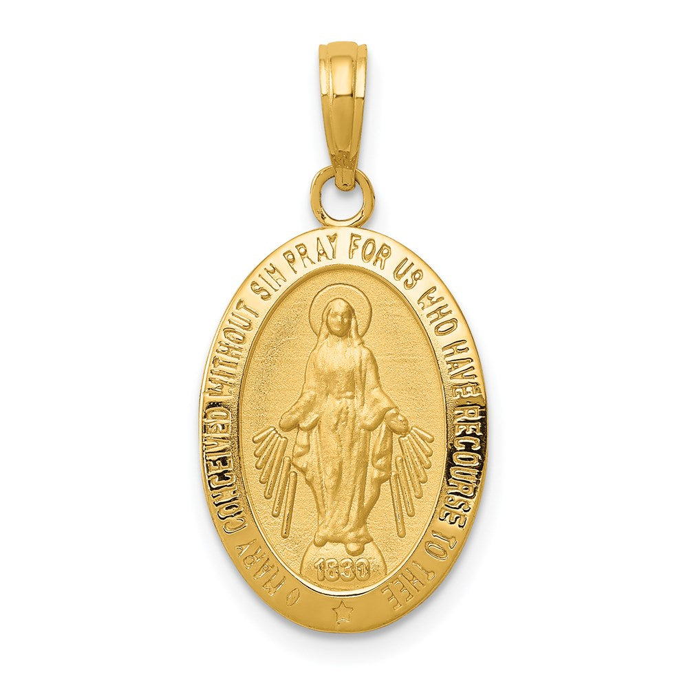 10K / 14K Yellow Gold Miraculous Medal Pendant - Product Photo