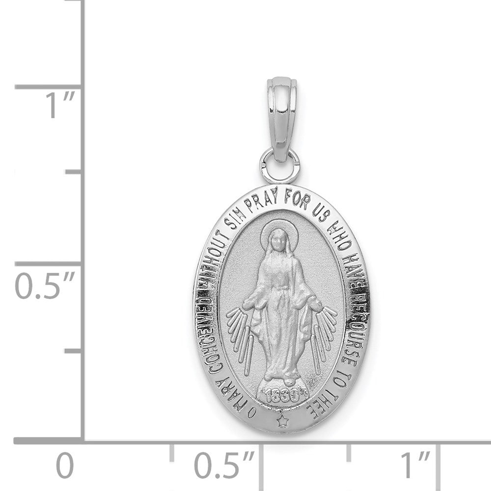 10K / 14K White Gold Miraculous Medal Pendant - Product Photo