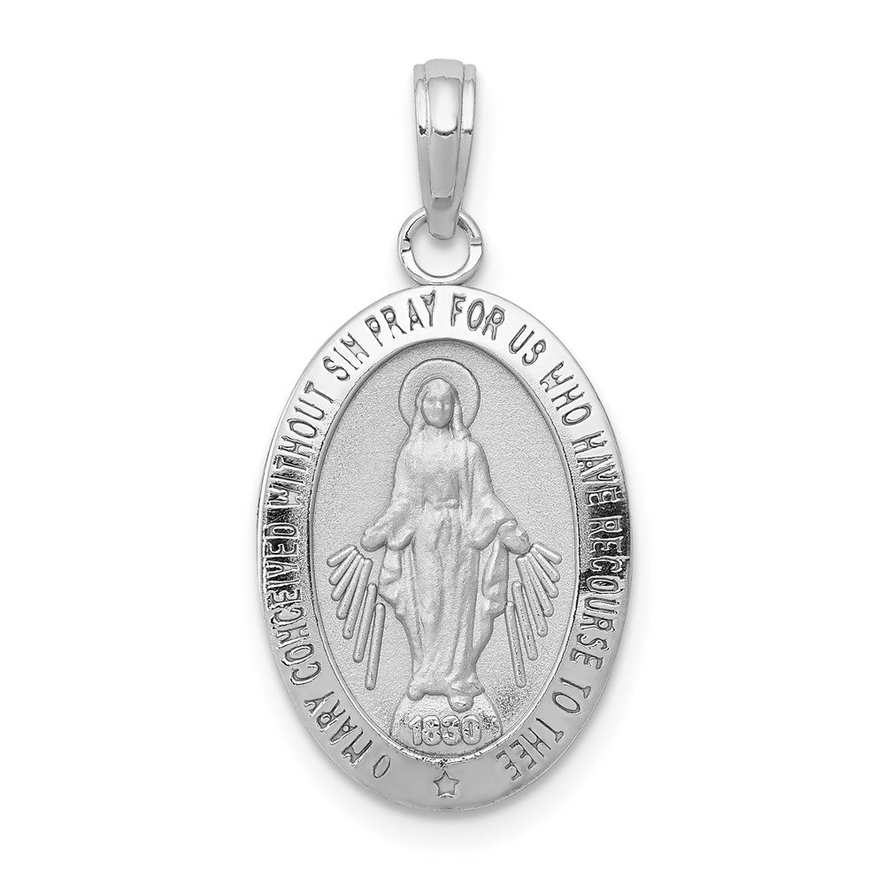 10K / 14K White Gold Miraculous Medal Pendant - Product Photo