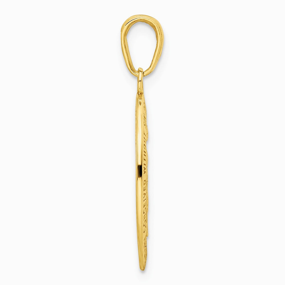 14K Yellow Gold Red Enameled Miraculous Medal Pendant - Product Photo