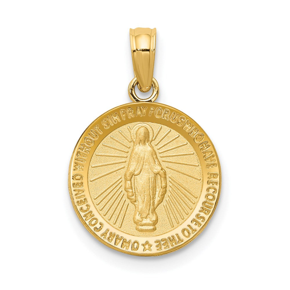 10K / 14K Yellow Gold Miraculous Medal Pendant - Product Photo