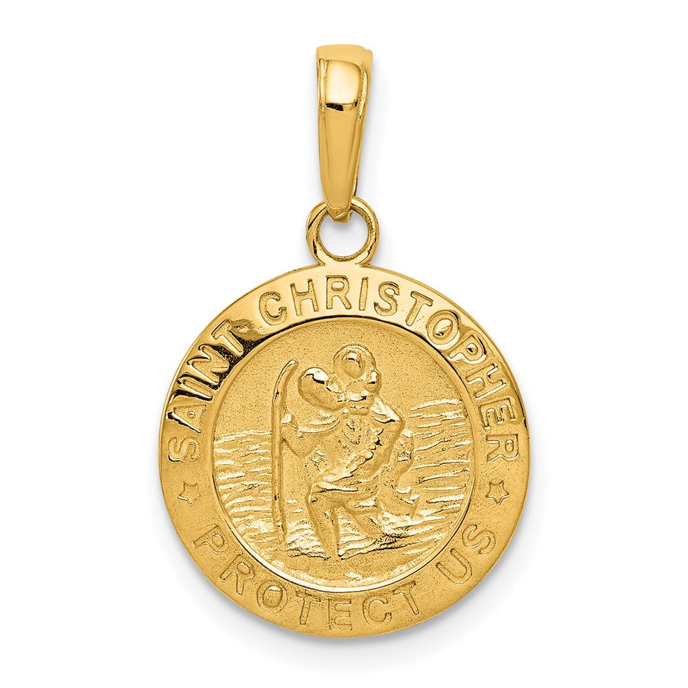 10K / 14K Yellow Gold Saint Christopher Medal Charm - Product Photo