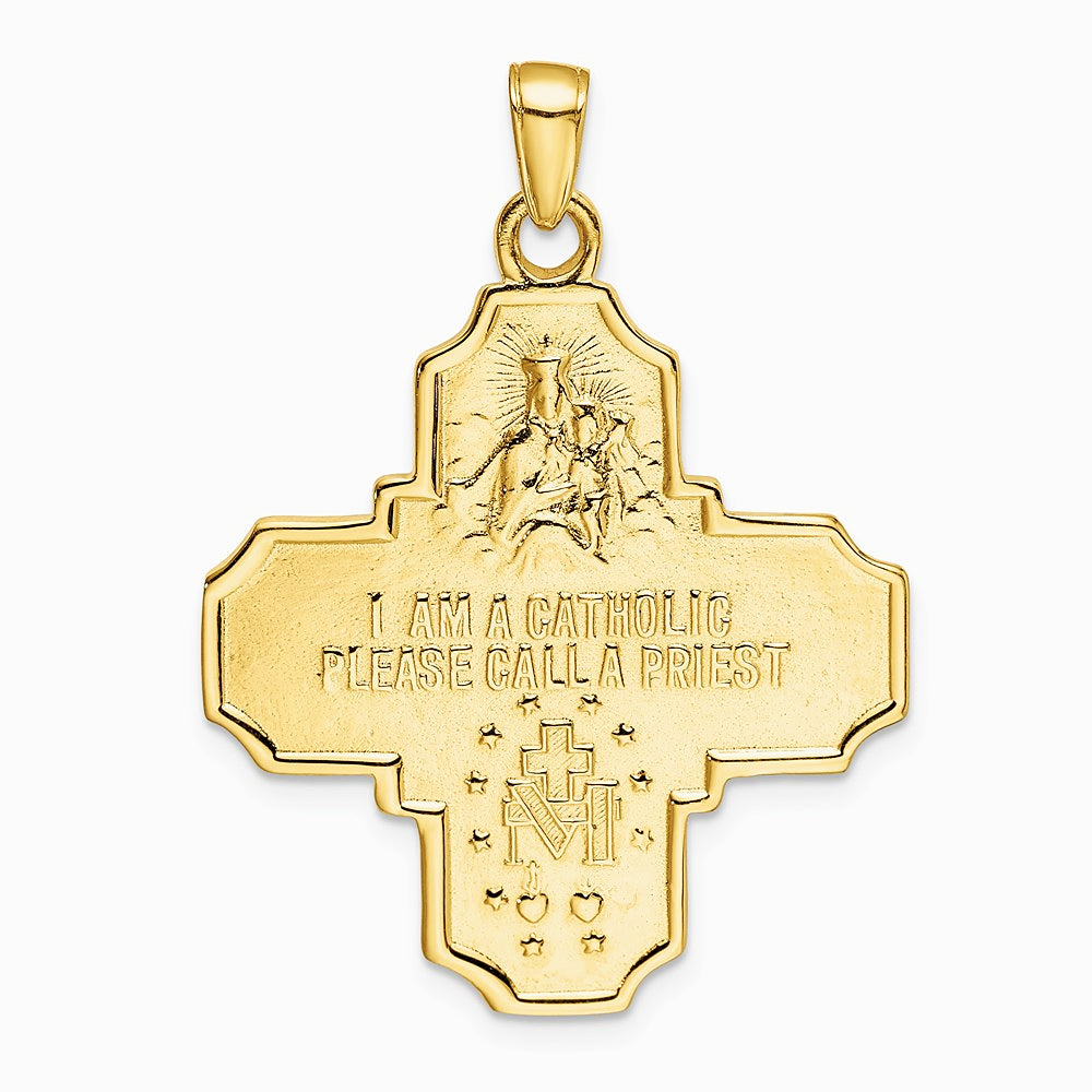 10K / 14K Yellow Gold Four-Way Medal Pendant - Product Photo