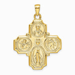 10K / 14K Yellow Gold Four-Way Medal Pendant - Product Photo