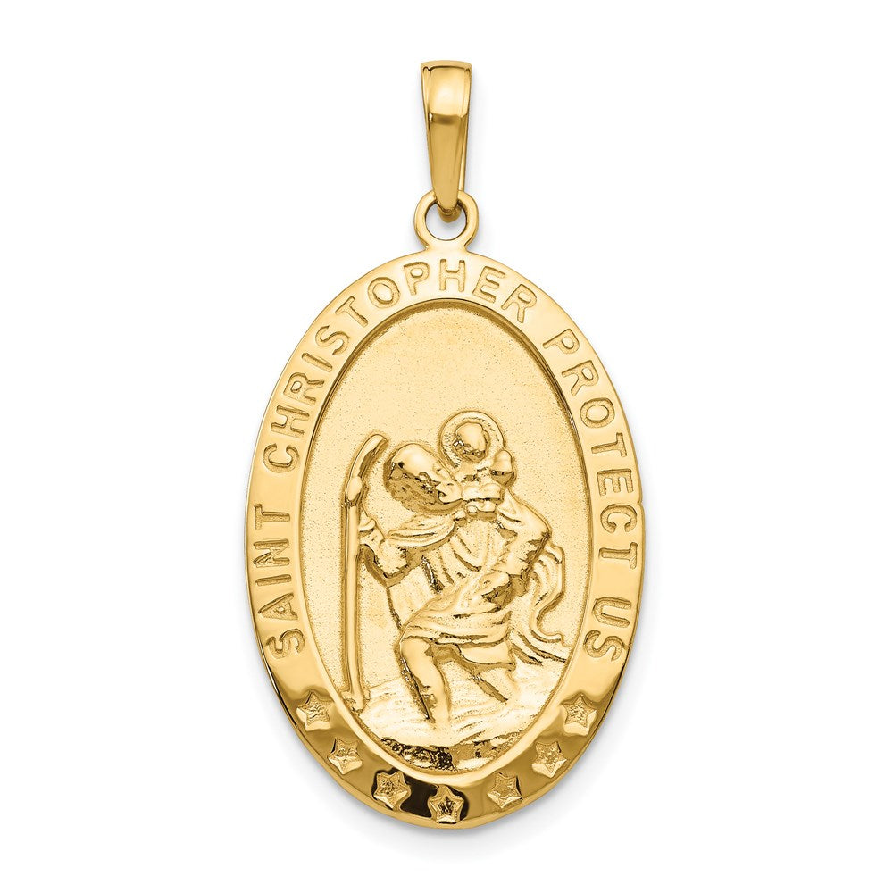 10K / 14K Yellow Gold Saint Christopher Medal Pendant - Product Photo