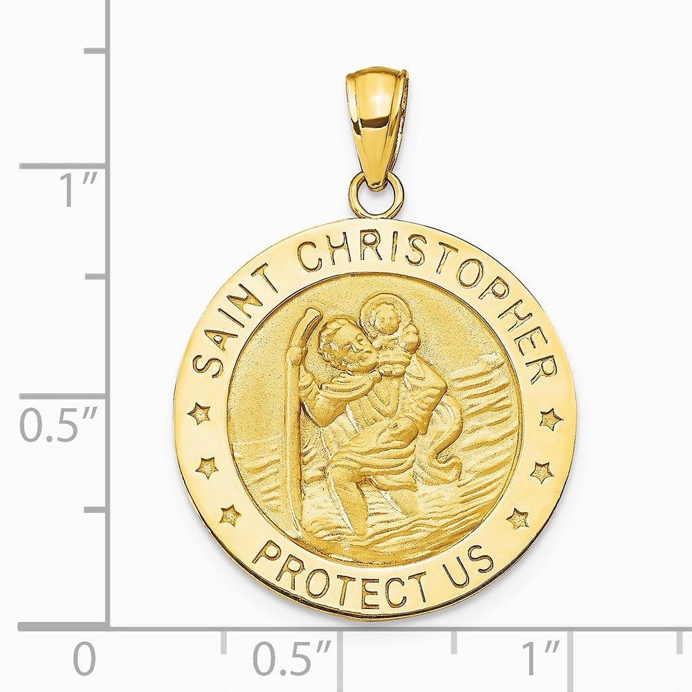 14K Yellow Gold Saint Christopher Medal Pendant - Product Photo