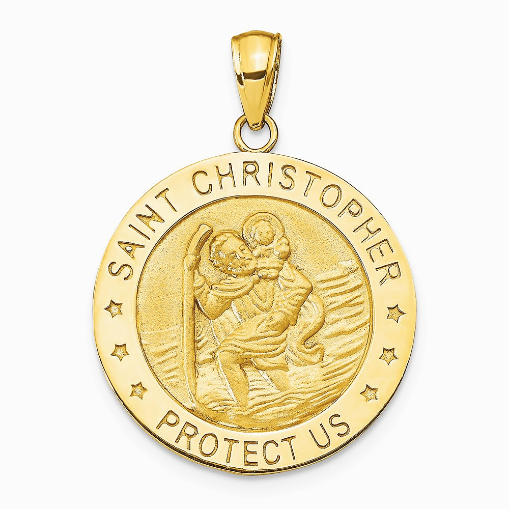 14K Yellow Gold Saint Christopher Medal Pendant - Product Photo