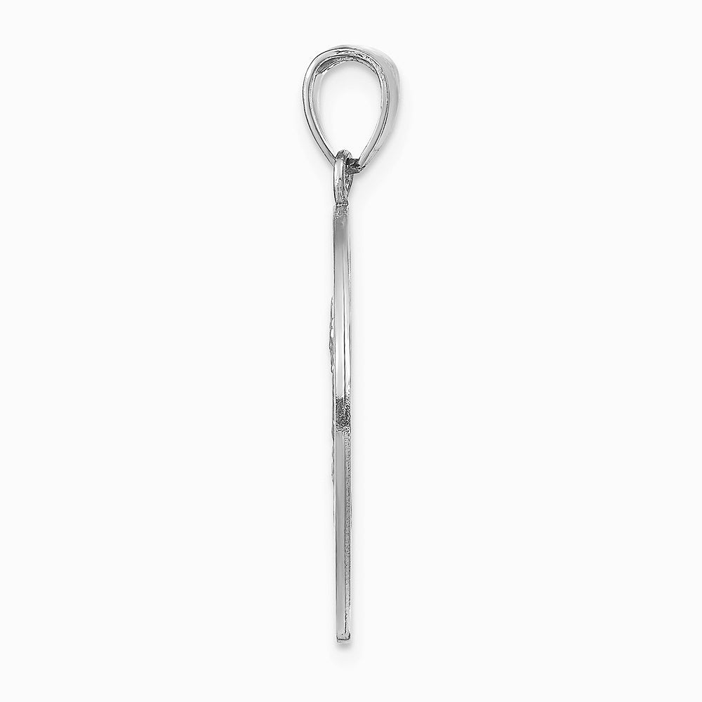 14K White Gold Polished / Satin Christopher Medal Charm - Product Photo