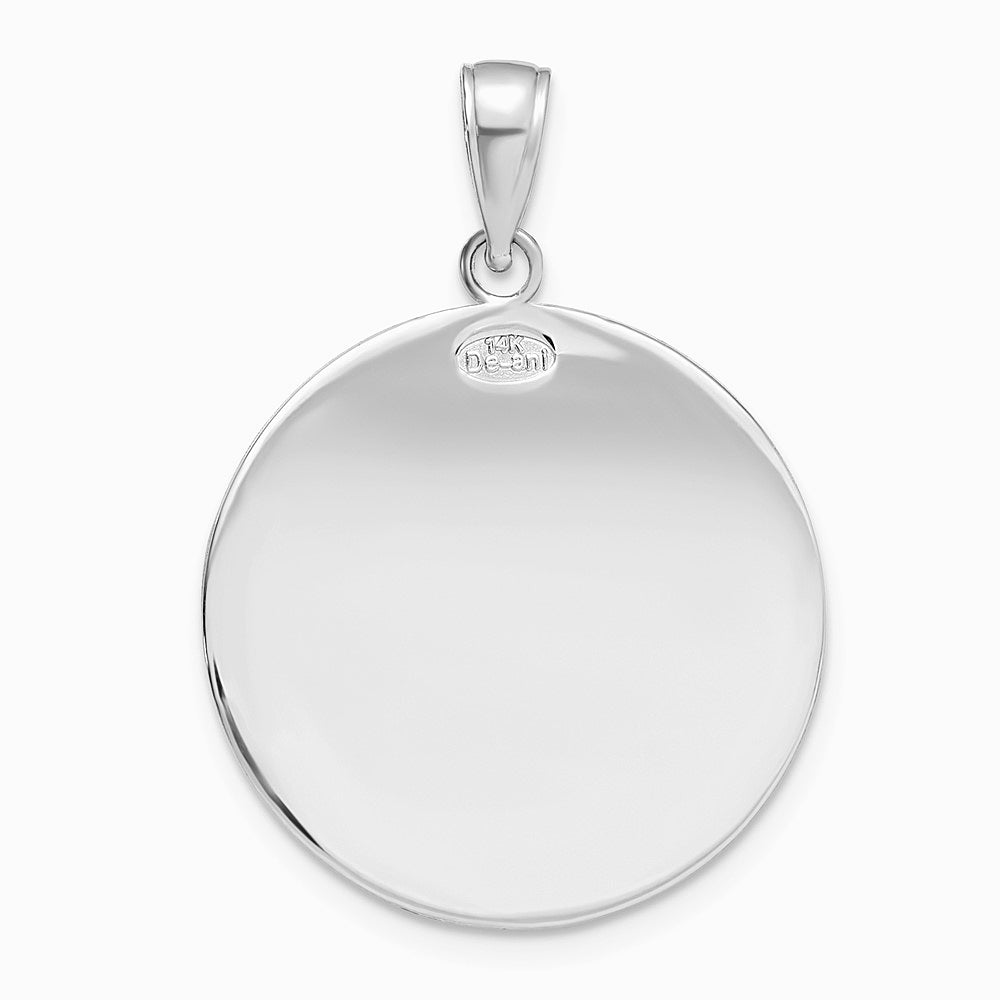 14K White Gold Polished / Satin Christopher Medal Charm - Product Photo