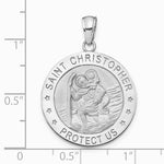 14K White Gold Polished / Satin Christopher Medal Charm - Product Photo