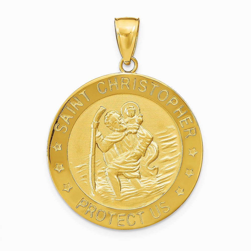 10K / 14K Yellow Gold Saint Christopher Medal Pendant - Product Photo