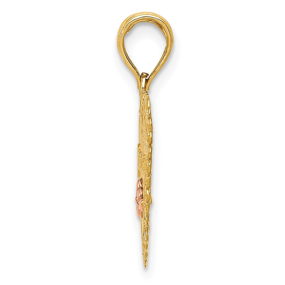 14K Two-Tone GRANDMA Heart with Flower Charm - Product Photo