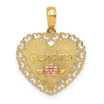 14K Two-Tone GRANDMA Heart with Flower Charm - Product Photo