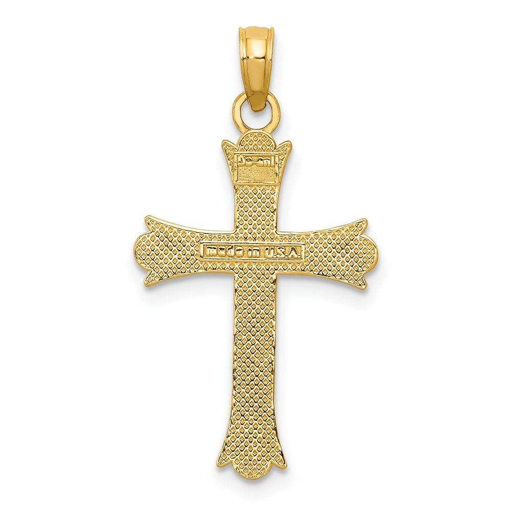 10K / 14K Yellow Gold Fleur De Lis Cross Pendant - Product Photo