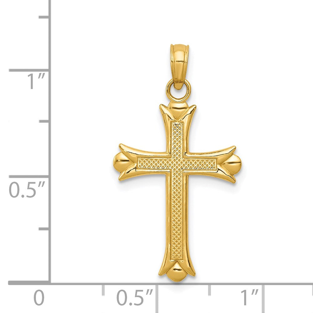 10K / 14K Yellow Gold Fleur De Lis Cross Pendant - Product Photo