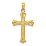 10K / 14K Yellow Gold Fleur De Lis Cross Pendant - Product Photo
