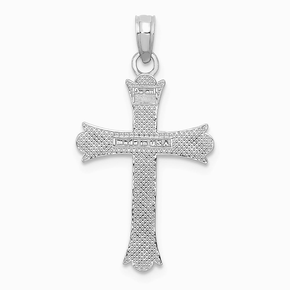 10K / 14K White Gold Fleur De Lis Cross Pendant - Product Photo