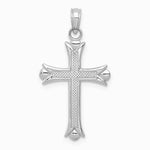 10K / 14K White Gold Fleur De Lis Cross Pendant - Product Photo