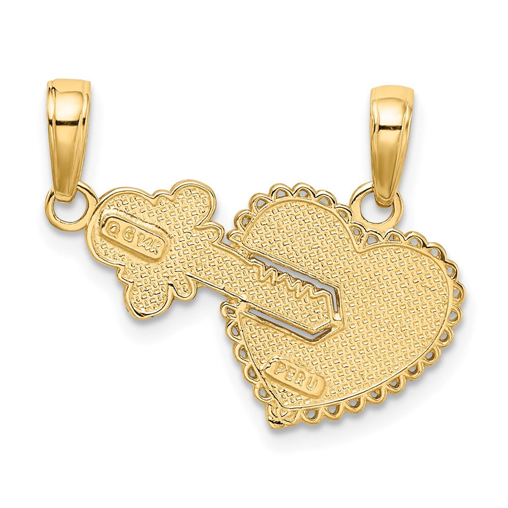 14K Polished 2 Piece Break Apart HE WHO HOLDS THE KEY Charms - Product Photo