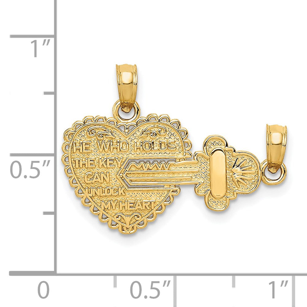 14K Polished 2 Piece Break Apart HE WHO HOLDS THE KEY Charms - Product Photo