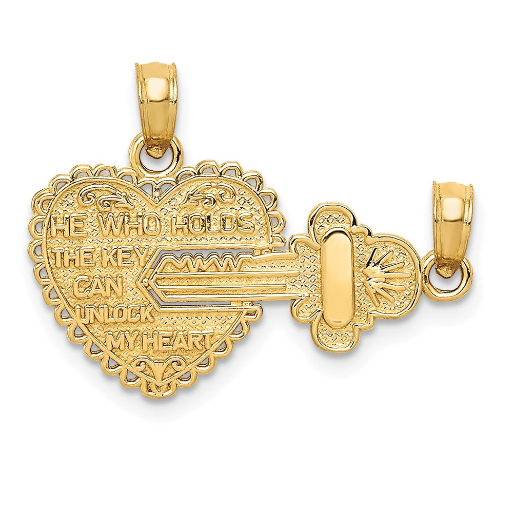 14K Polished 2 Piece Break Apart HE WHO HOLDS THE KEY Charms - Product Photo