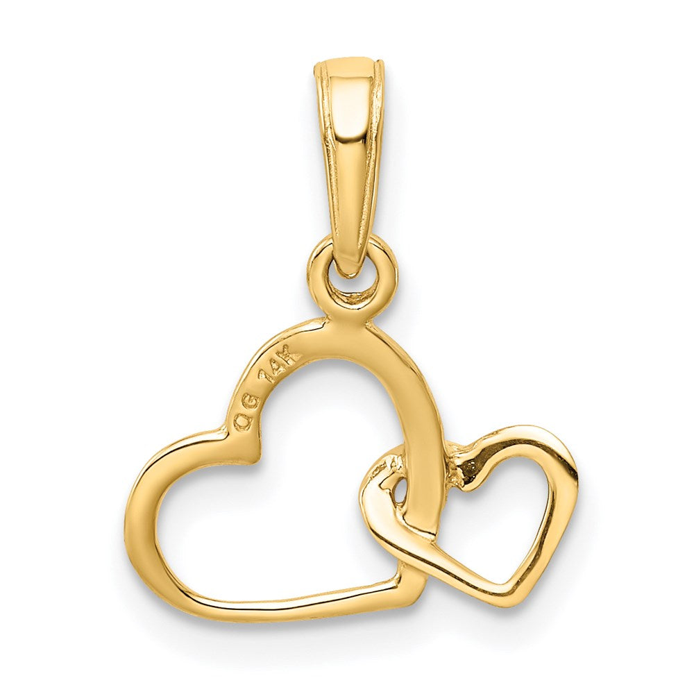 10K / 14K Yellow Gold Polished Intertwined Double Heart Pendant - Product Photo
