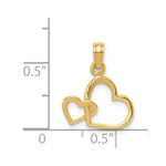 10K / 14K Yellow Gold Polished Intertwined Double Heart Pendant - Product Photo