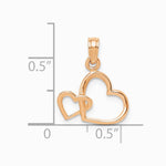 10K / 14K Rose Gold Polished Intertwined Double Heart Pendant - Product Photo