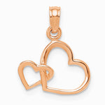 10K / 14K Rose Gold Polished Intertwined Double Heart Pendant - Product Photo