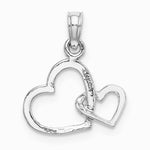 10K / 14K White Gold Polished Intertwined Double Heart Pendant - Product Photo