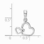 10K / 14K White Gold Polished Intertwined Double Heart Pendant - Product Photo