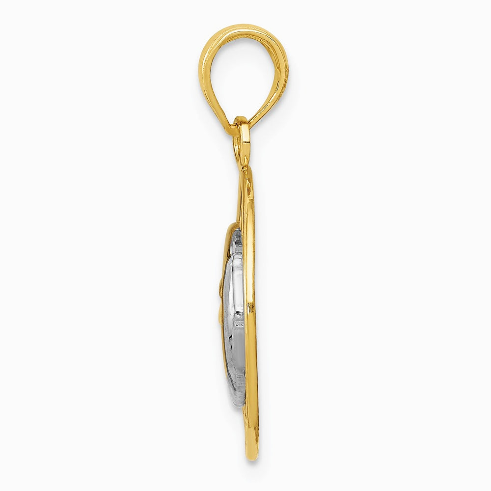 10K / 14K Yellow with Rhodium W/Rhodium Sun and Moon Pendant - Product Photo