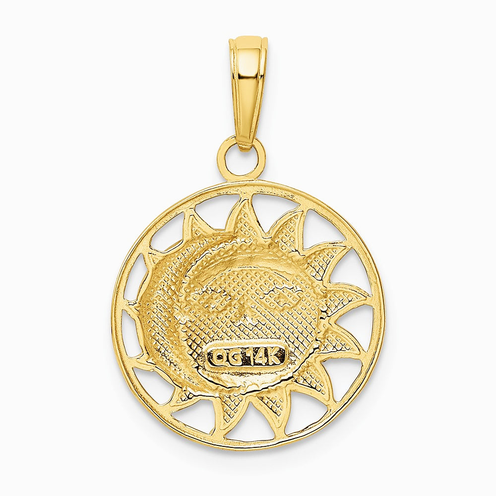 10K / 14K Yellow with Rhodium W/Rhodium Sun and Moon Pendant - Product Photo