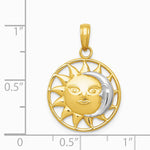 10K / 14K Yellow with Rhodium W/Rhodium Sun and Moon Pendant - Product Photo
