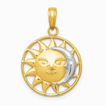 10K / 14K Yellow with Rhodium W/Rhodium Sun and Moon Pendant - Product Photo