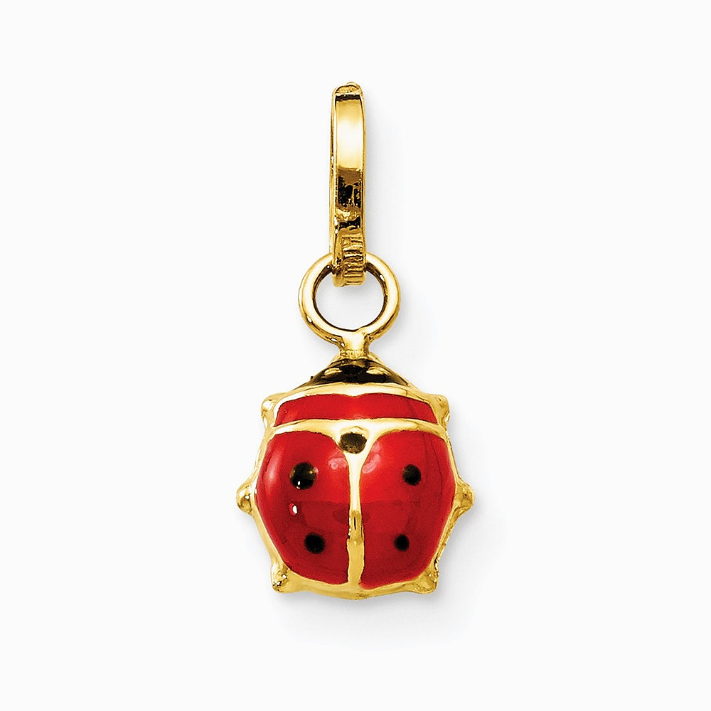 14K Yellow Gold Enameled Ladybug Charm - Product Photo