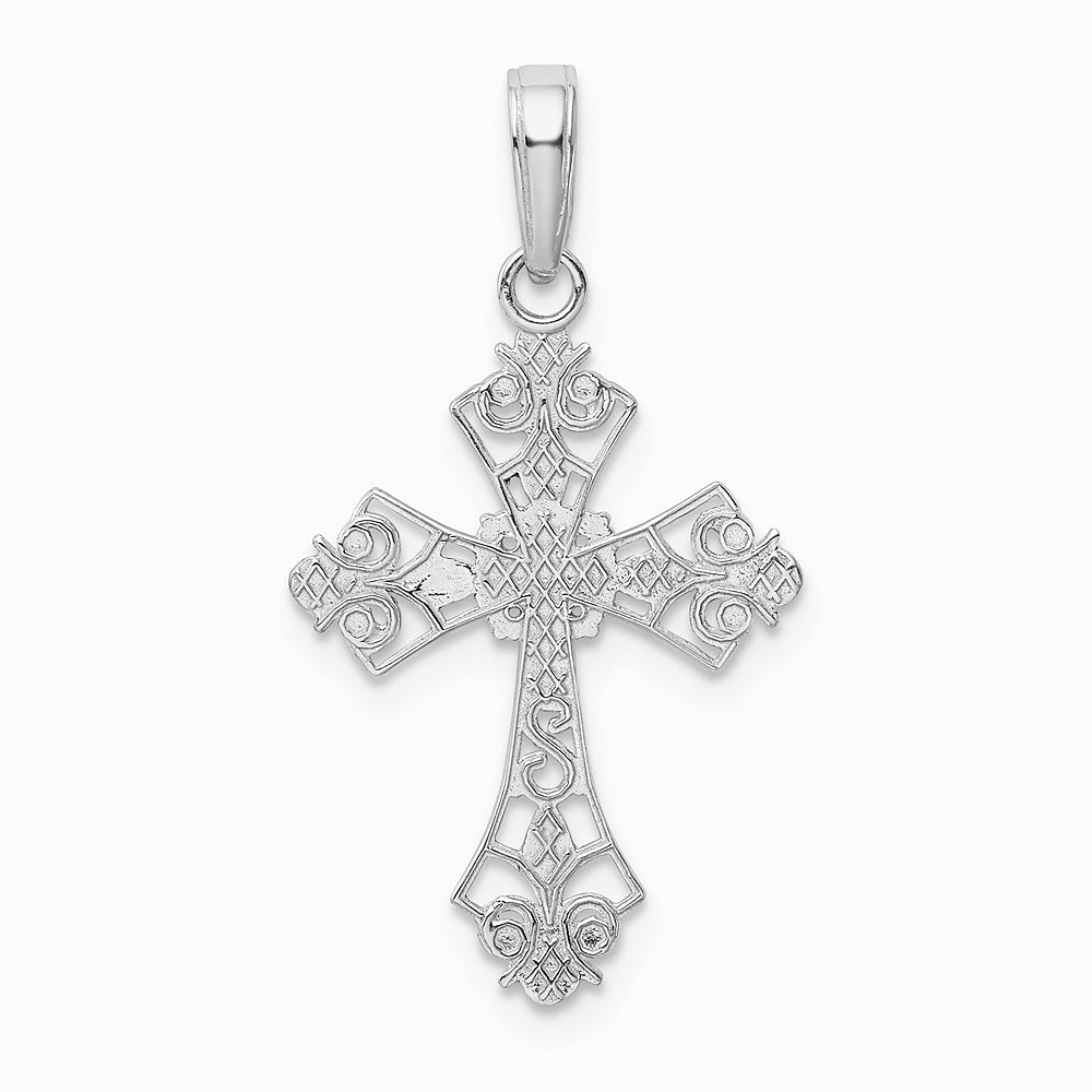 10K / 14K White Gold Filigree Cross Charm - Product Photo