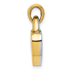 14K Yellow & Rhodium & Rhodium Hollow Polished 3D Reversible Heart Charm - Product Photo
