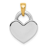 14K Yellow & Rhodium & Rhodium Hollow Polished 3D Reversible Heart Charm - Product Photo
