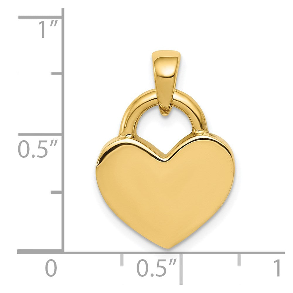 14K Yellow & Rhodium & Rhodium Hollow Polished 3D Reversible Heart Charm - Product Photo