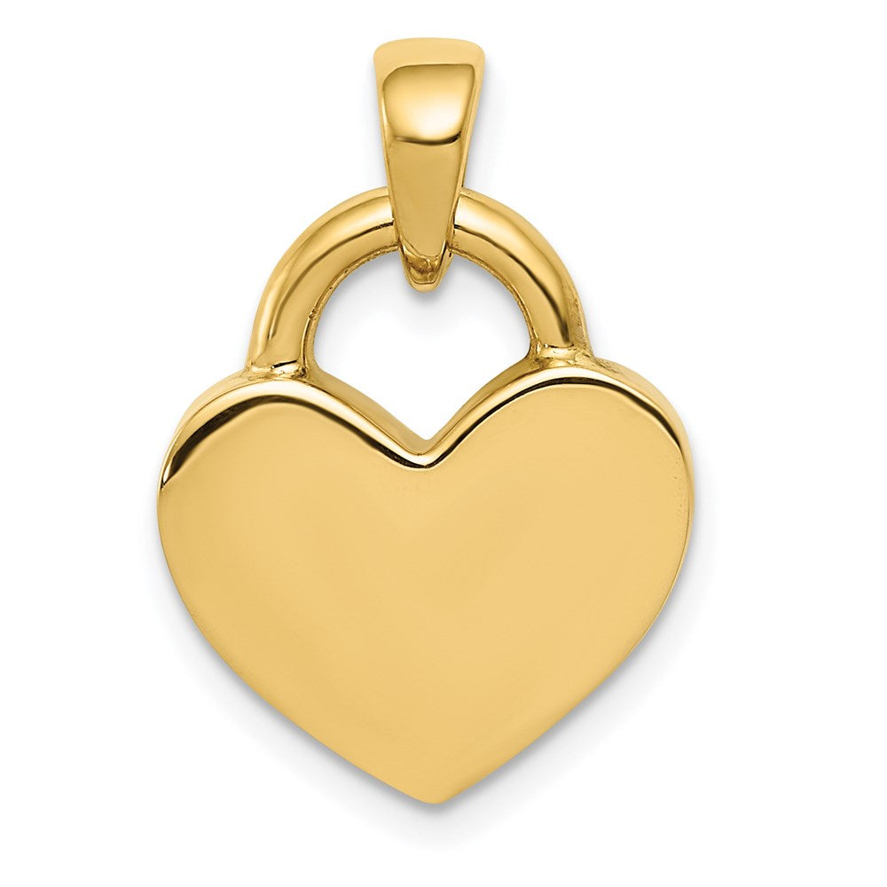 14K Yellow & Rhodium & Rhodium Hollow Polished 3D Reversible Heart Charm - Product Photo