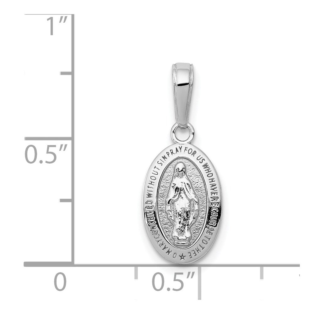 10K / 14K White Gold Miraculous Medal Charm - Product Photo