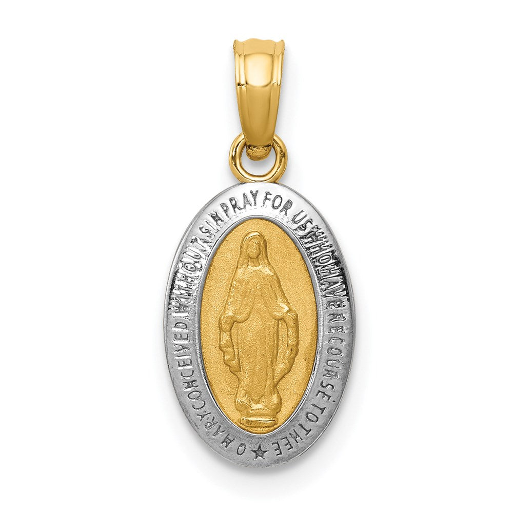 14k w/Rhodium Miraculous Medal Charm - Product Photo